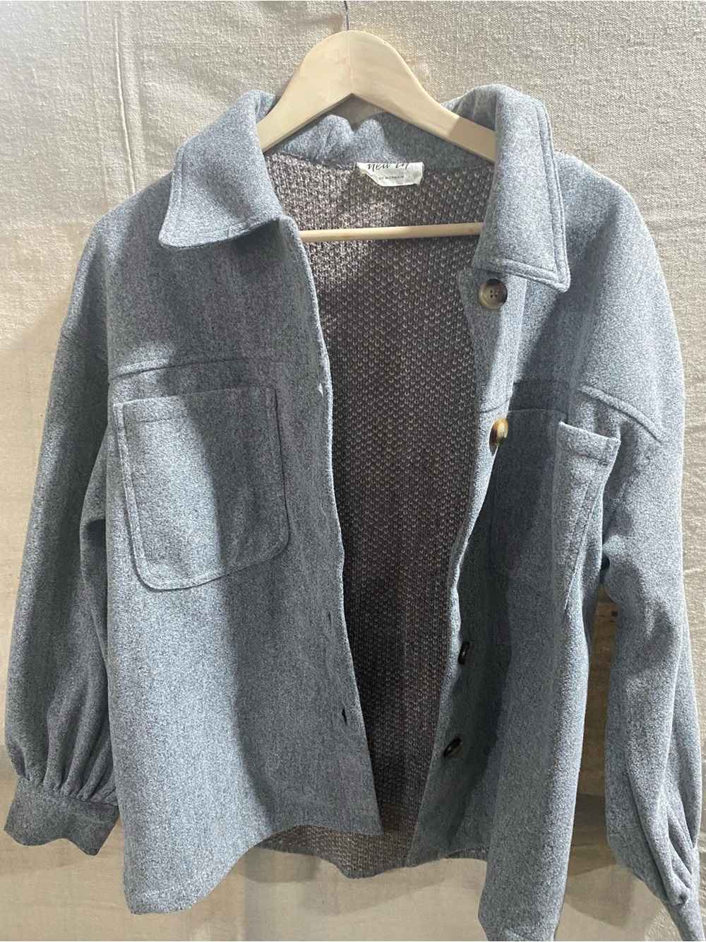 WEEKDAY Light Gray Wool-Blend Shacket Jacket